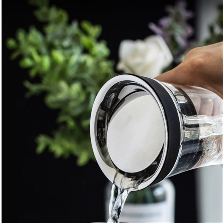 Ceainic de apă din sticlă borosilicat, capacitate mare, design nordic cu flori, ceainic pentru apă cu fructe pentru apă rece