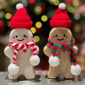 Πλαστικό μπουκάλι σε σχήμα καρτούν με φιγούρα Gingerbread Man για ροφήματα με γάλα τσαγιού, PET ειδικής μορφής