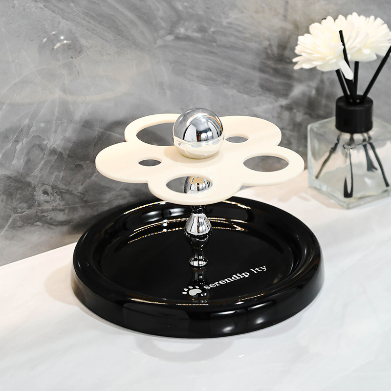 Suport ceramic pentru periile de dinți, cu aspect luxos, pentru baie și suprafața mesei; pentru periuțe electrice, pastă de dinți, creioane pentru sprâncene și pensule de machiaj.