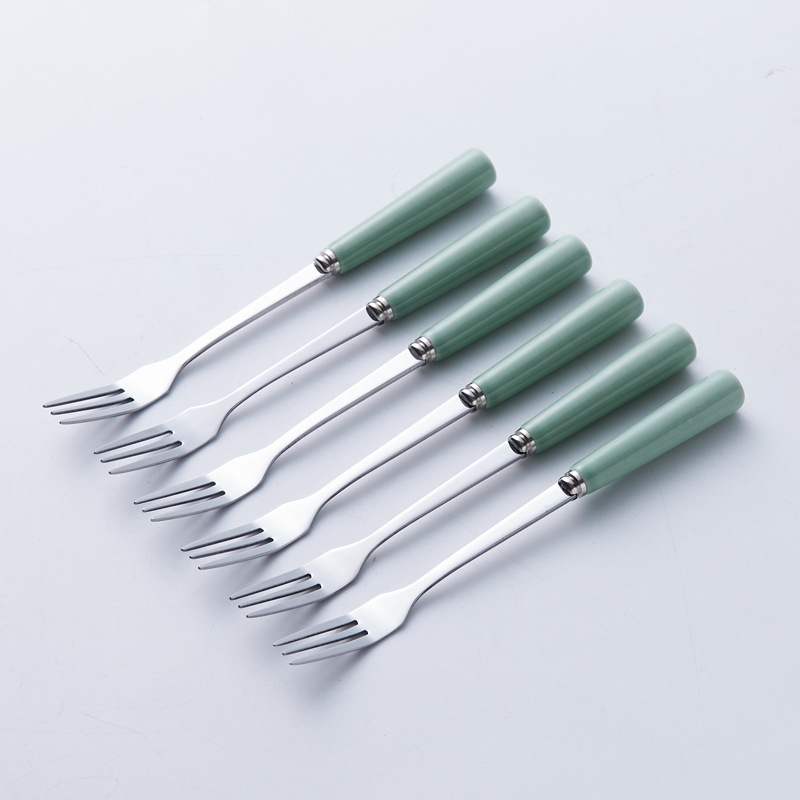 Set de fructe din ceramică, cu furculițe și linguri din oțel inoxidabil, cu recipient de depozitare – bețișoare pentru fructe pentru uz casnic