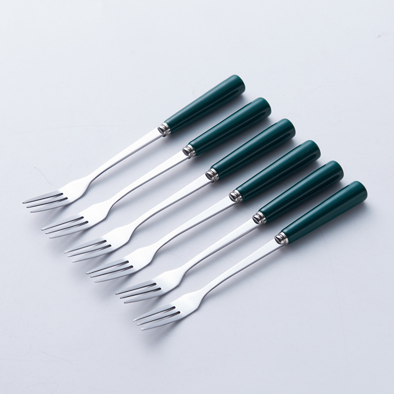 Set de fructe din ceramică, cu furculițe și linguri din oțel inoxidabil, cu recipient de depozitare – bețișoare pentru fructe pentru uz casnic
