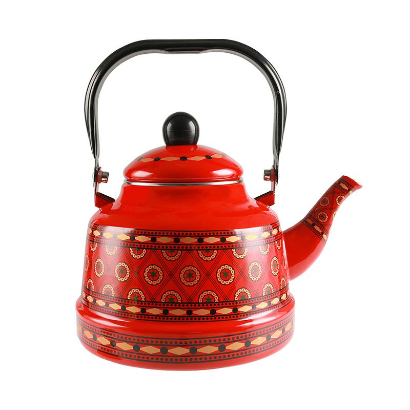 Ceainic emailat ceramic cu motiv floral – stil pastoral, accesorii bucătărie pentru apă fierbinte