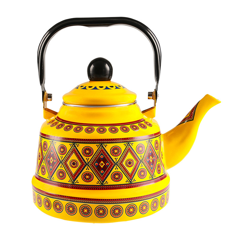 Ceainic emailat ceramic cu motiv floral – stil pastoral, accesorii bucătărie pentru apă fierbinte