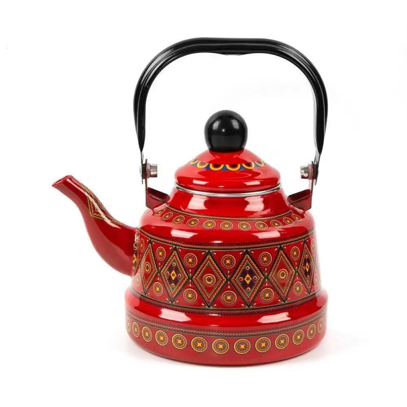 Ceainic emailat ceramic cu motiv floral – stil pastoral, accesorii bucătărie pentru apă fierbinte