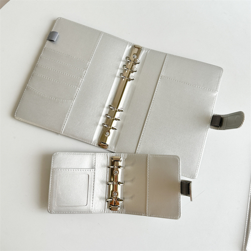 Ins argintiu PU cu cataramă magnetică, binder cu foi cu patru buzunare, pentru fotografii 3 inch Polaroid, album idol pentru colecția de carduri