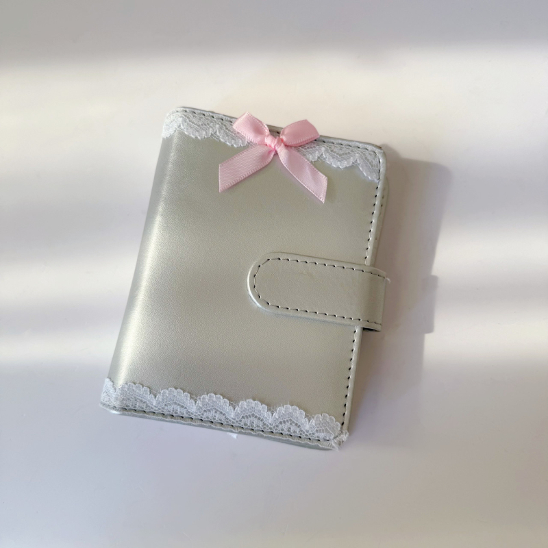 Ins argintiu PU cu cataramă magnetică, binder cu foi cu patru buzunare, pentru fotografii 3 inch Polaroid, album idol pentru colecția de carduri