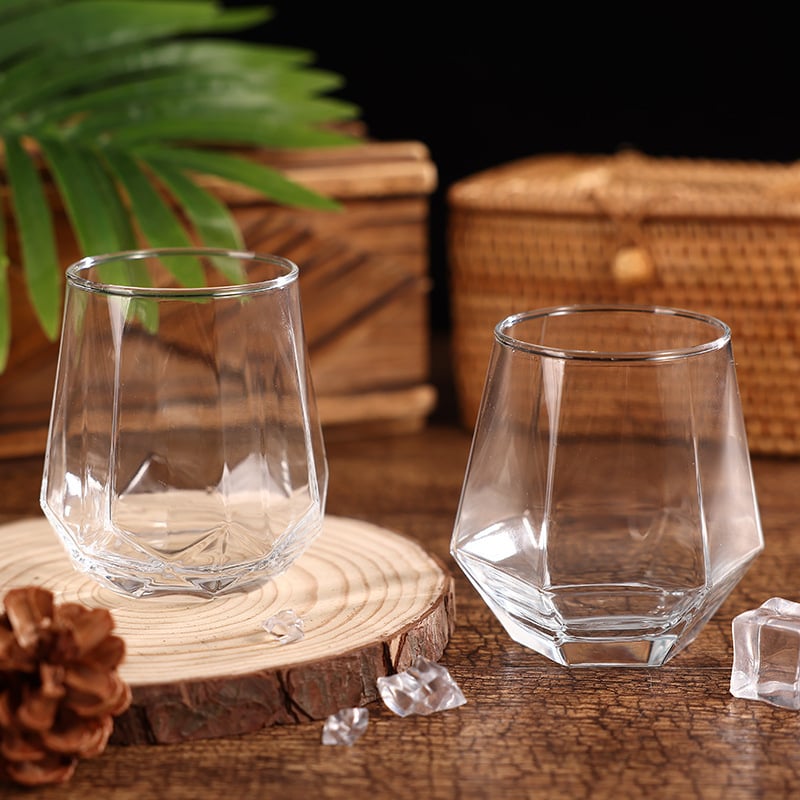 Set hexagonal de pahare pentru whisky, stil european, din cristal – accesorii de bar: pahare de apă, pahare gravate pentru bile de gheață
