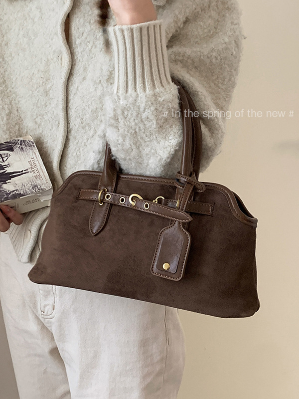 Ženska retro velur satchel, crossbody torba za svakodnevnu upotrebu, proljeće 2025