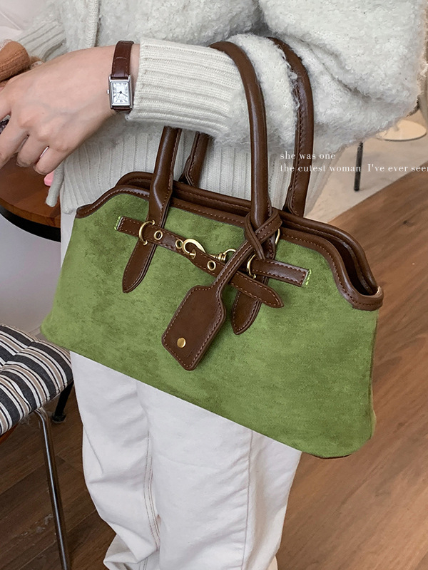 Ženska retro velur satchel, crossbody torba za svakodnevnu upotrebu, proljeće 2025