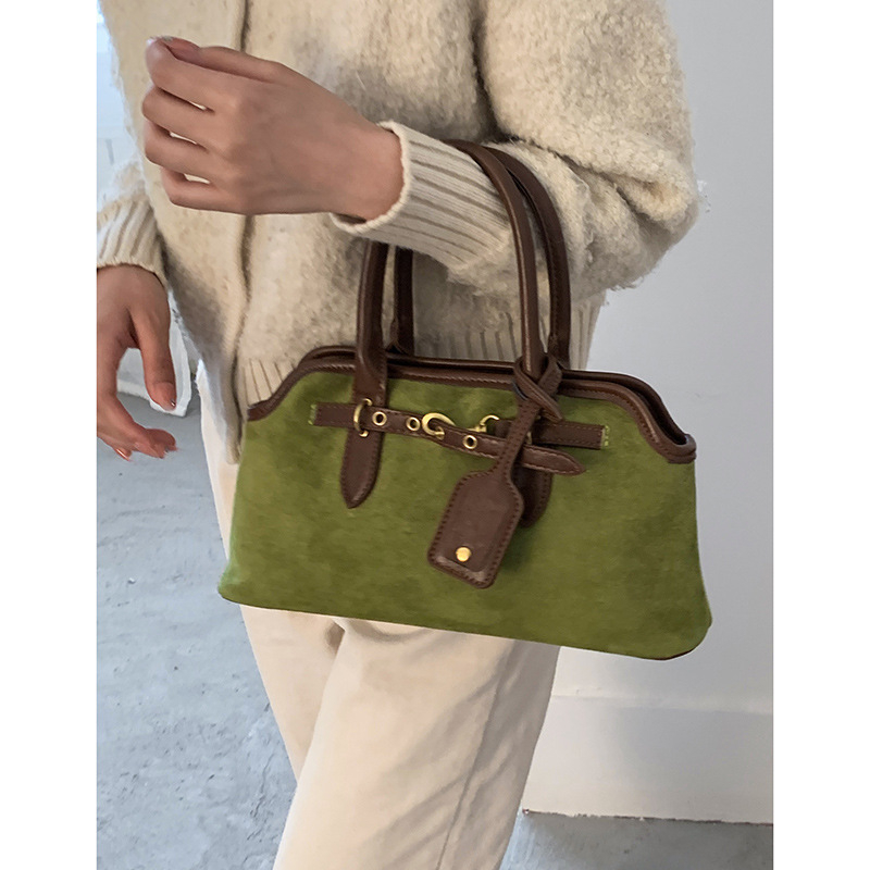Ženska retro velur satchel, crossbody torba za svakodnevnu upotrebu, proljeće 2025