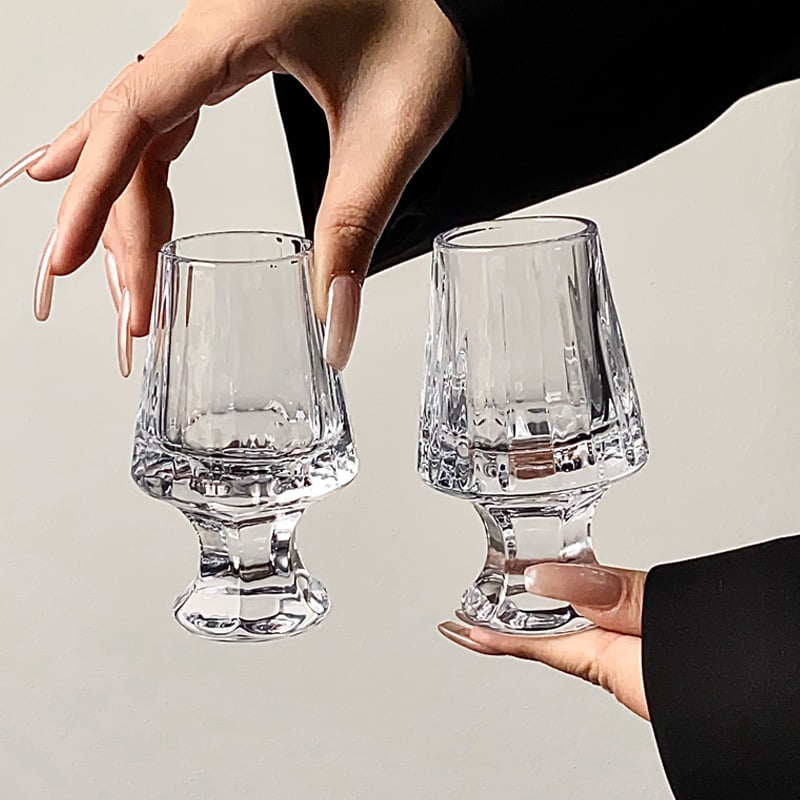 Pahar de whiskey pentru degustare, cu dungi, cristal gros, pahar premium pentru băuturi spirtoase