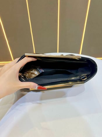 Geantă de damă din PU, textură plisată, aspect luxos, geantă de seară, purtabilă la umăr sau crossbody, formă orizontală pătrată, buzunar pentru telefon și documente, fermoar
