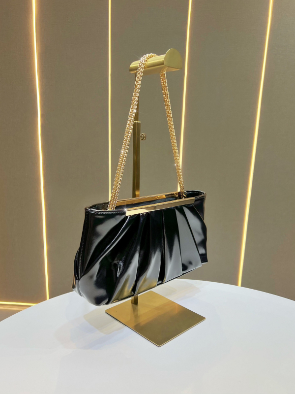 Geantă de damă din PU, textură plisată, aspect luxos, geantă de seară, purtabilă la umăr sau crossbody, formă orizontală pătrată, buzunar pentru telefon și documente, fermoar