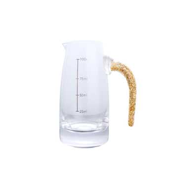 Decantor din sticlă pentru băuturi alcoolice, cu marcaje gradate pentru vin roșu și spirtoase, construcție îngroșată, uz casnic