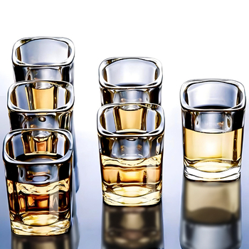 Jingnoya Set de pahare din sticlă pentru băuturi spirtoase, uz casnic, 6–10 bucăți, capacitate 1–100 ml pe pahar, formă pătrată, stil trend național