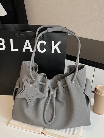 Ženska zimska bucket torba s vrpcom, teksturirana PU, retro niša stil, svakodnevno nošenje preko ramena ili crossbody