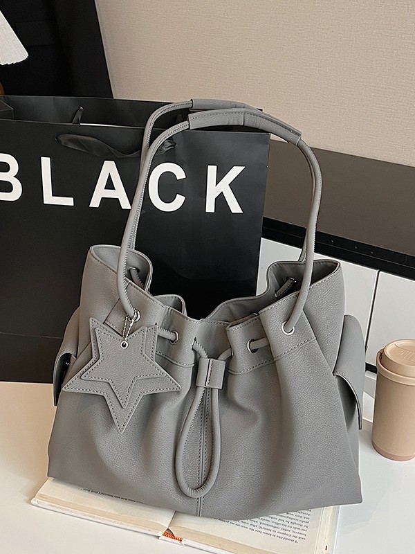 Ženska zimska bucket torba s vrpcom, teksturirana PU, retro niša stil, svakodnevno nošenje preko ramena ili crossbody