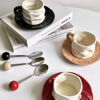 Set Instagram stil 2025: cană de cafea și farfurie, ceașcă ceramică elegantă pentru ceaiul de după-amiază, cană de lux