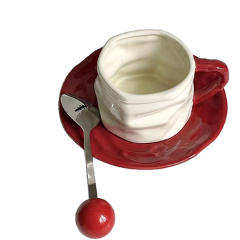 Set Instagram stil 2025: cană de cafea și farfurie, ceașcă ceramică elegantă pentru ceaiul de după-amiază, cană de lux