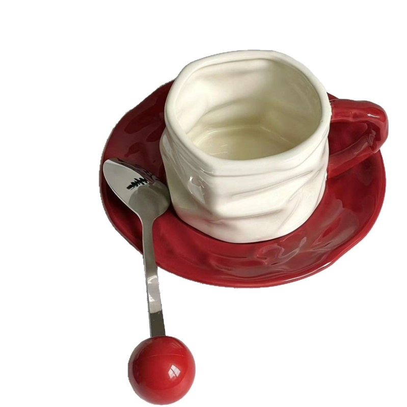 Set Instagram stil 2025: cană de cafea și farfurie, ceașcă ceramică elegantă pentru ceaiul de după-amiază, cană de lux