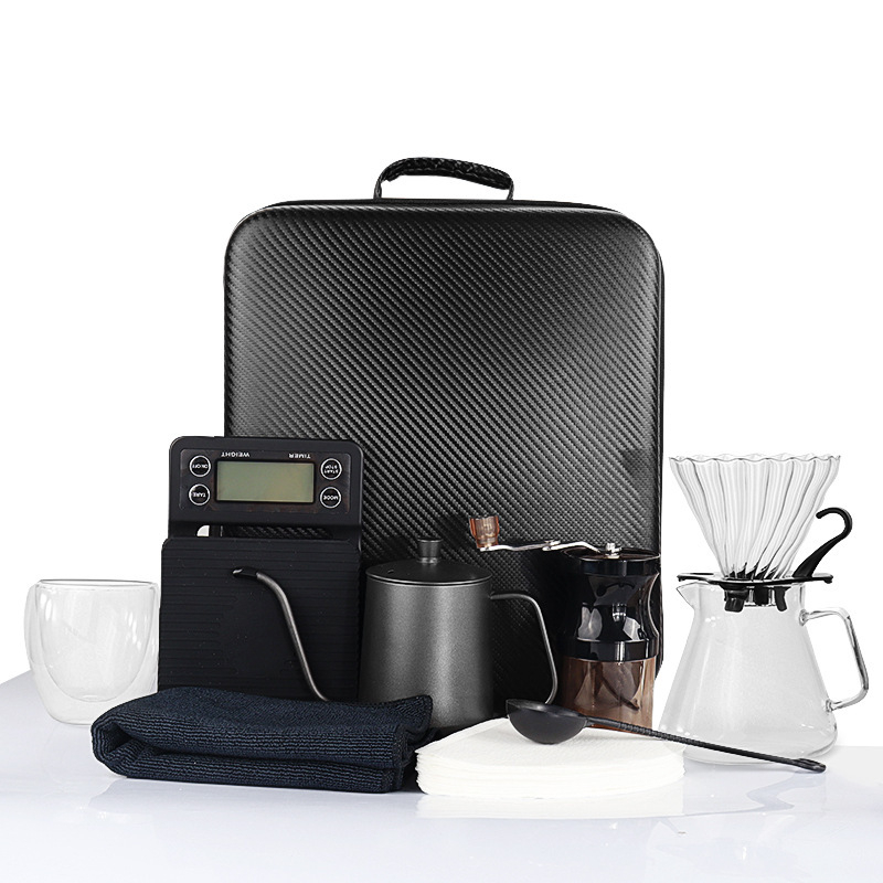 V60 Eva set cafea pentru exterior – Kit de călătorie portabil pentru preparare cafea prin turnare, cu cutie de depozitare și geantă pentru ceai