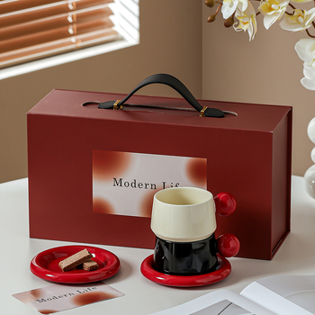 Set ceramic de cești și farfurioare pentru cafea – stil retro luxos, ceai de după-amiază, cutie cadou, ideal ca dar de logodnă