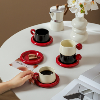 Set ceramic de cești și farfurioare pentru cafea – stil retro luxos, ceai de după-amiază, cutie cadou, ideal ca dar de logodnă