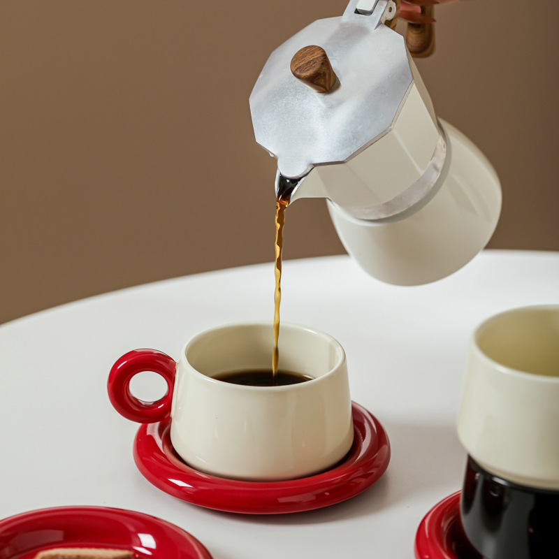 Set ceramic de cești și farfurioare pentru cafea – stil retro luxos, ceai de după-amiază, cutie cadou, ideal ca dar de logodnă