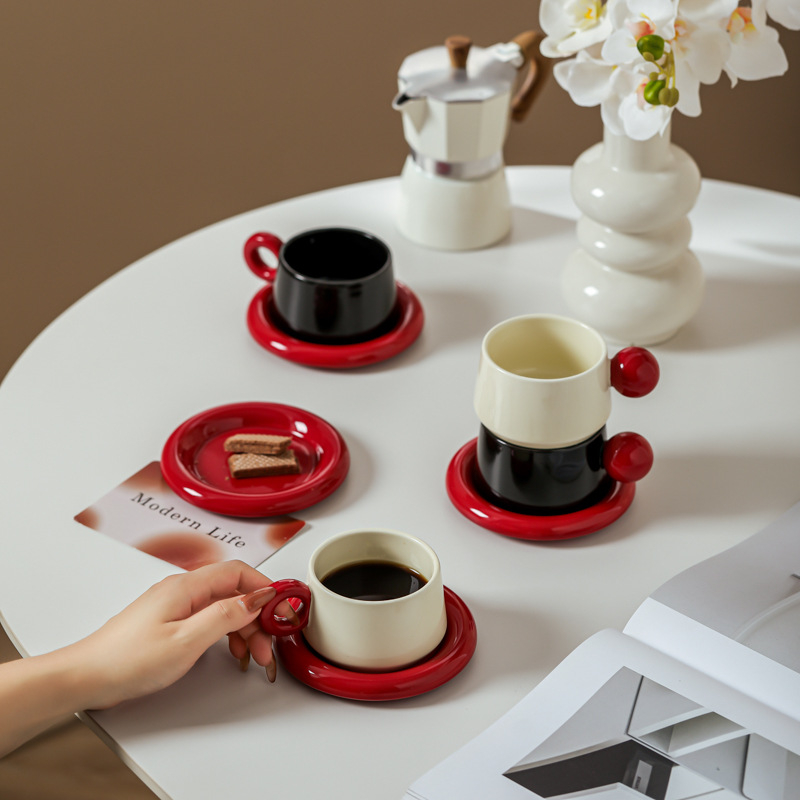 Set ceramic de cești și farfurioare pentru cafea – stil retro luxos, ceai de după-amiază, cutie cadou, ideal ca dar de logodnă