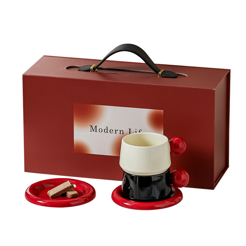Set ceramic de cești și farfurioare pentru cafea – stil retro luxos, ceai de după-amiază, cutie cadou, ideal ca dar de logodnă