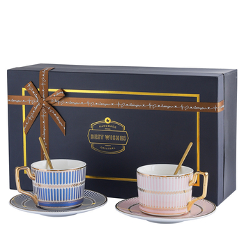 Set de cești de cafea din porțelan cu os pentru femei — cadou elegant pentru ceaiul de după-amiază