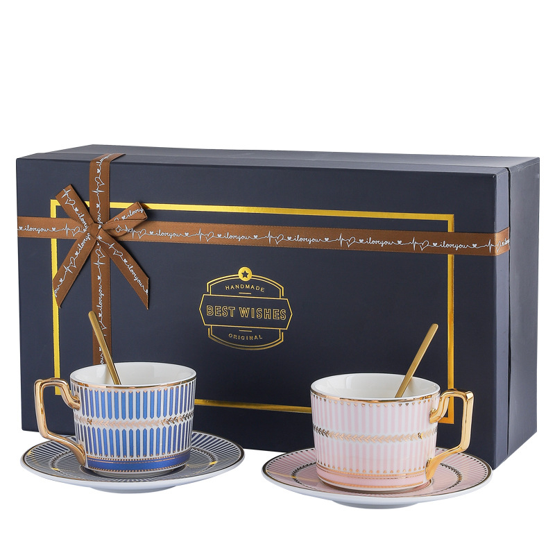 Set de cești de cafea din porțelan cu os pentru femei — cadou elegant pentru ceaiul de după-amiază