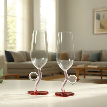 Pahar de vin roșu în formă de inimă, sticlă borosilikat înaltă, 301–400 ml, design modern minimalist