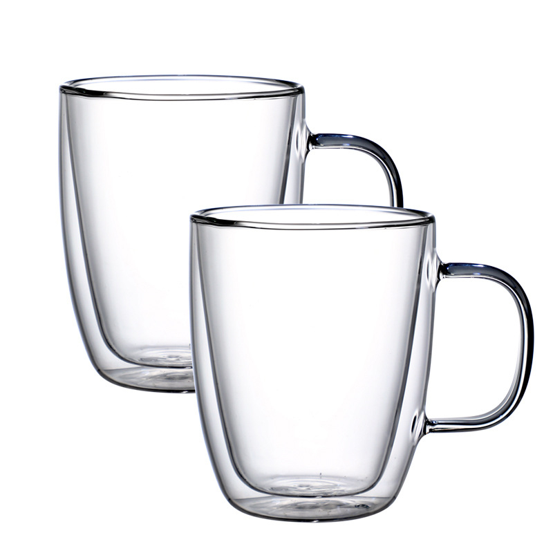 Set de pahare din sticlă cu pereți dubli, izolante pentru cafea, apă, lapte și suc