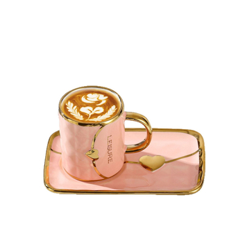 Set cadou cești de cafea din ceramică cu farfurioare, 6 cești și 6 farfurioare, stil nordic