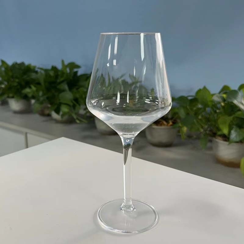 Pahar de vin transparent din PMMA, turnare prin injecție, 500 ml, corp mare, design modern minimalist