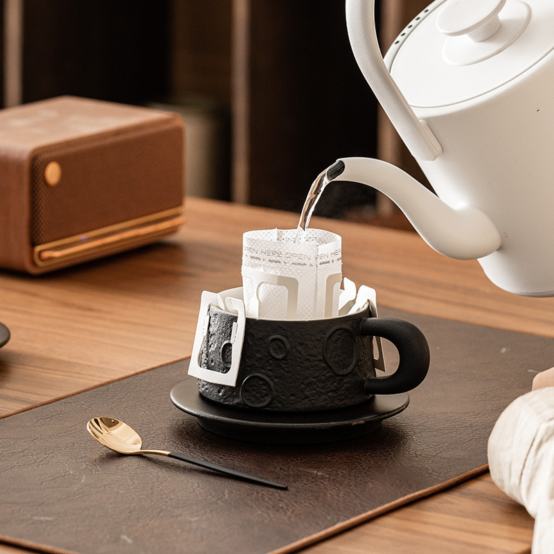 Set ceramic de cafea cu farfurioară în temă planetă, ceașcă latte, ceașcă de ceai după-amiază, portabil pentru cuplu
