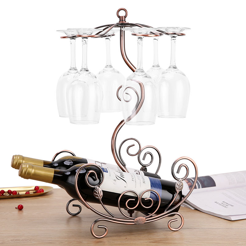 Raft din fier pentru vin cu suport pentru pahare, decor retro pentru dulapul de vin de acasă, suport pentru pahare cu paharele întoarse