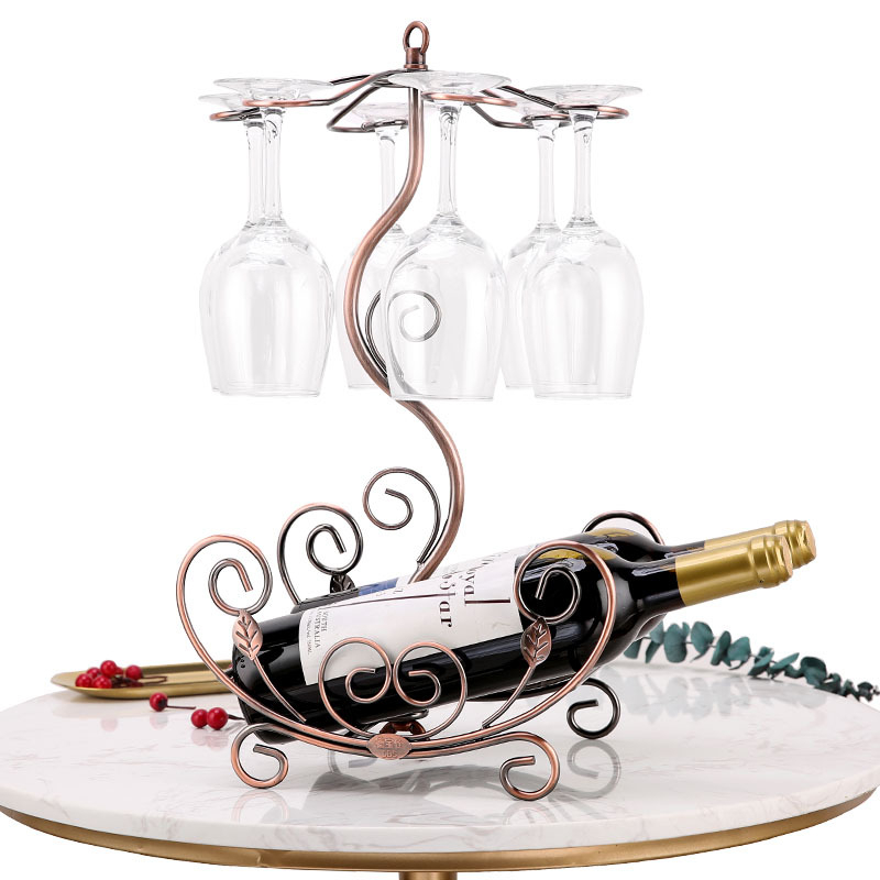 Raft din fier pentru vin cu suport pentru pahare, decor retro pentru dulapul de vin de acasă, suport pentru pahare cu paharele întoarse