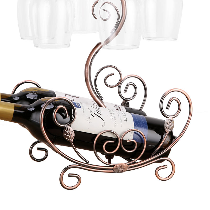 Raft din fier pentru vin cu suport pentru pahare, decor retro pentru dulapul de vin de acasă, suport pentru pahare cu paharele întoarse
