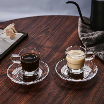 Set de cești de cafea pentru uz casnic, cești mici de sticlă, stil european minimalist, pereți groși, rezistente la căldură, transparente, cești mini latte art espresso