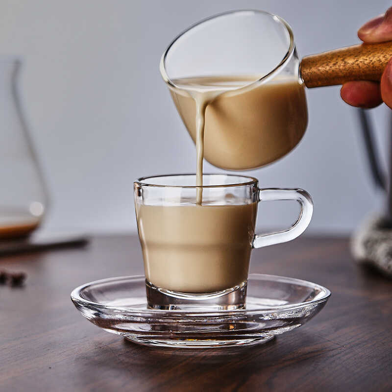 Set de cești de cafea pentru uz casnic, cești mici de sticlă, stil european minimalist, pereți groși, rezistente la căldură, transparente, cești mini latte art espresso