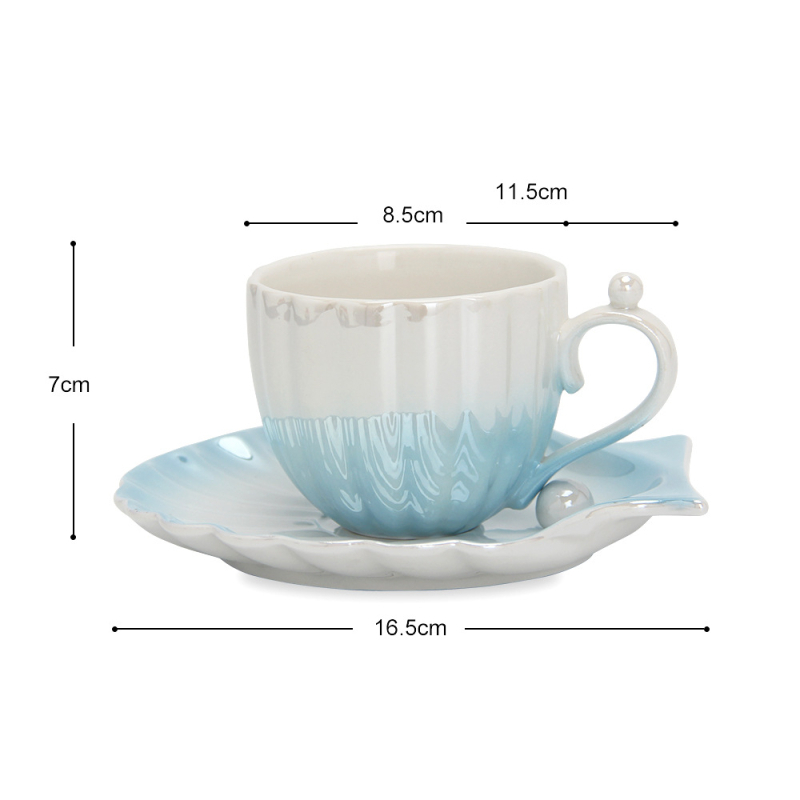 Set de cești de cafea și farfurioară din ceramică cu finisaj perlat, în stil european, pentru ceaiul de după-amiază