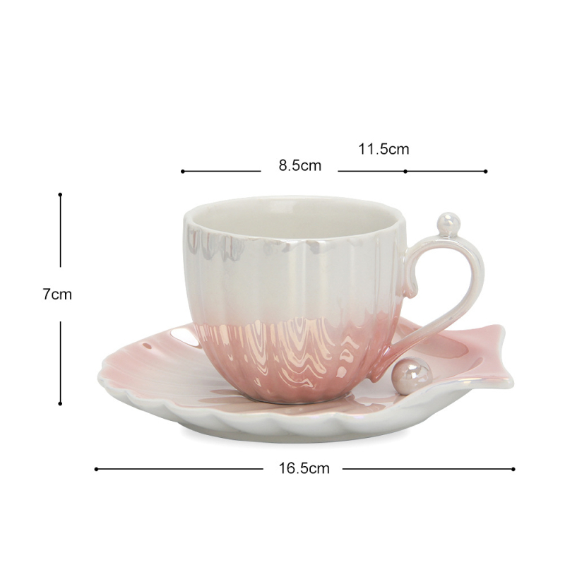 Set de cești de cafea și farfurioară din ceramică cu finisaj perlat, în stil european, pentru ceaiul de după-amiază