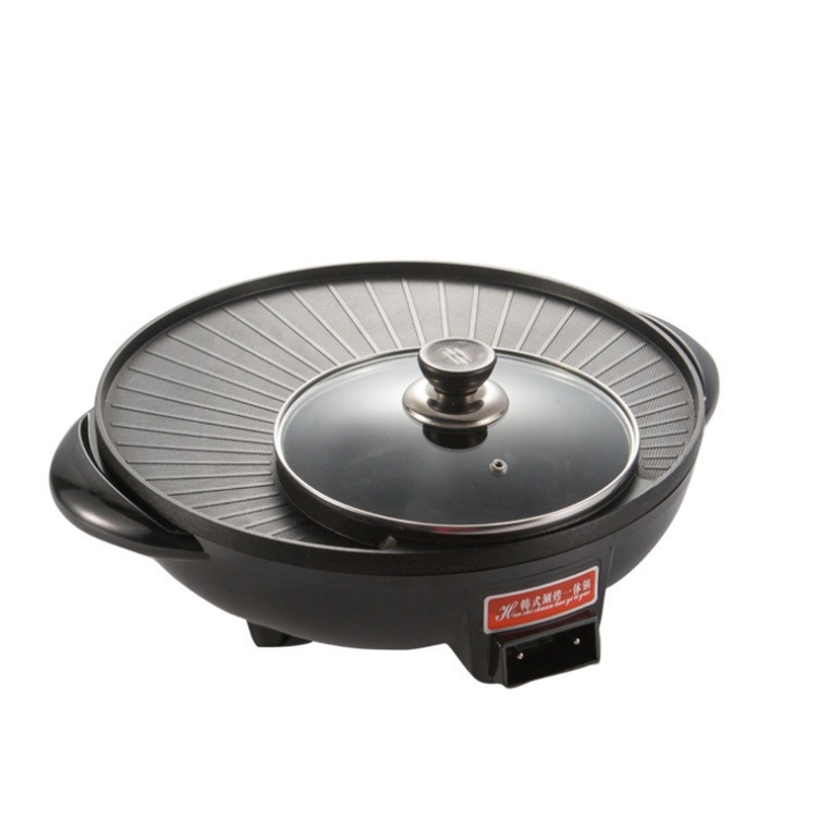 Oală electrică rotundă all-in-one pentru Shabu-Shabu, pentru uz casnic, multifuncțională, fără acoperire