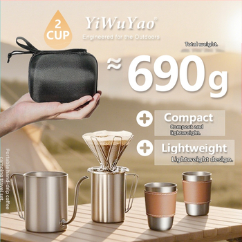 Set portabil pour-over pentru cafea pentru camping, ultraușor, cu ceainic și filtru