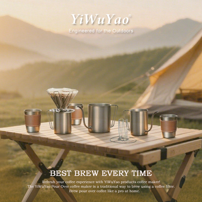 Set portabil pour-over pentru cafea pentru camping, ultraușor, cu ceainic și filtru