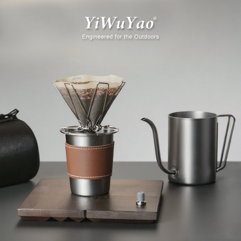 Set portabil pour-over pentru cafea pentru camping, ultraușor, cu ceainic și filtru