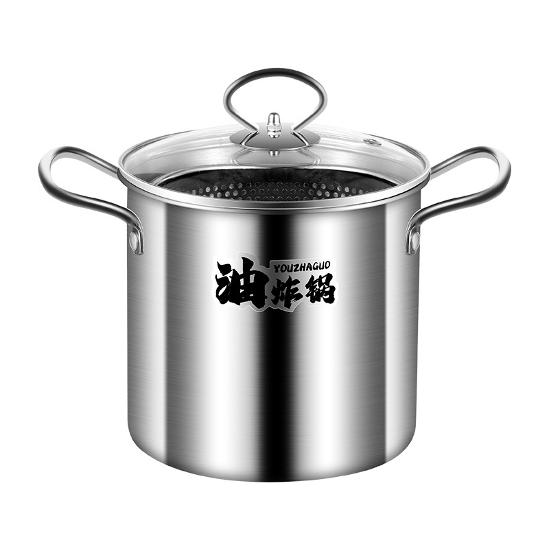 Fritură profundă din oțel inox cu filtru pentru tempura, oală adâncã pentru gătit, arzător pe gaz, friteuză multifuncțională pentru uz casnic