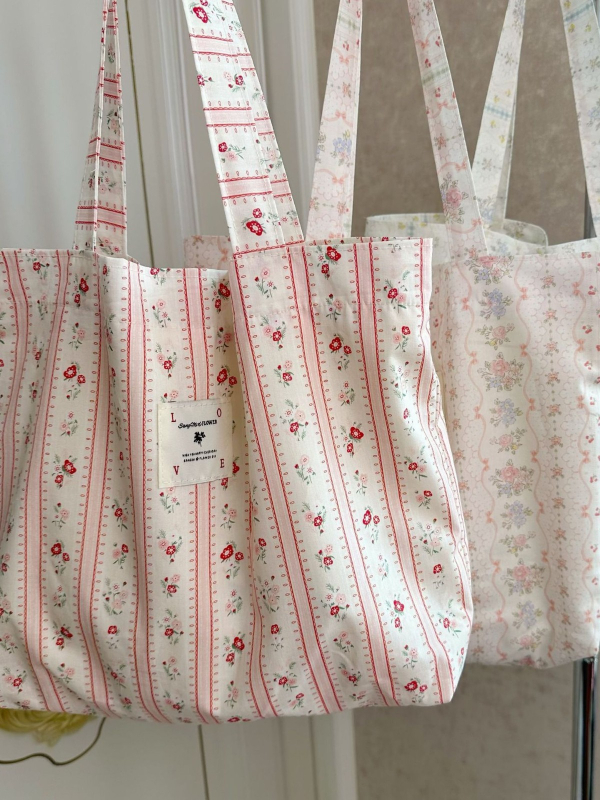 Torba Tote od pamuka s jednom naramenicom, velika kapaciteta, cvjetni uzorak, za žene i studentice